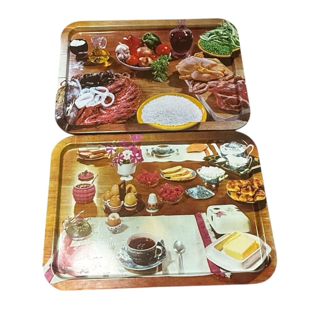 Cocktail Serving Trays Retro Art 1970s NEVCO 2 MCM Drink Trays Serve ware  Spain